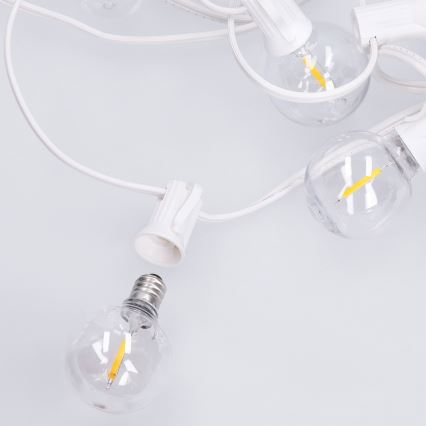 Brilagi - LED εξωτερική διακοσμητική γιρλάντα GIRLANDA 25xE12/0,8W/230V 20m λευκή IP44 θερμό λευκό