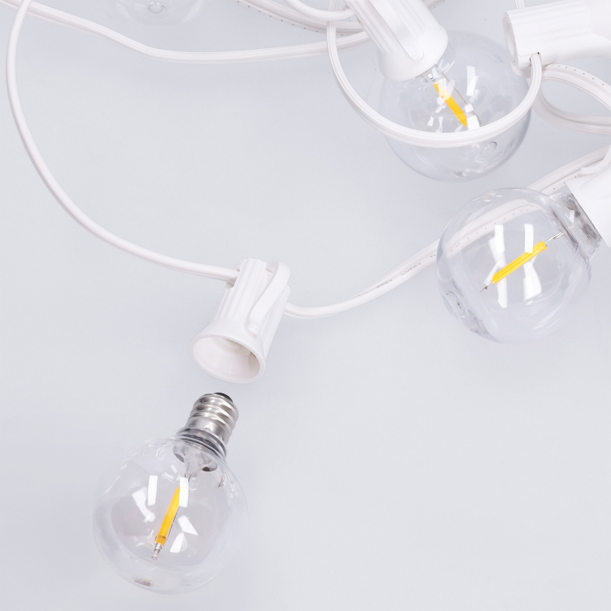 Brilagi - LED εξωτερική διακοσμητική γιρλάντα GIRLANDA 25xE12/0,8W/230V 20m λευκή IP44 θερμό λευκό