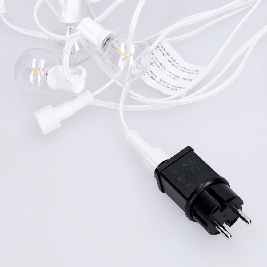 Brilagi - LED εξωτερική διακοσμητική γιρλάντα GIRLANDA 25xE12/0,8W/230V 20m λευκή IP44 θερμό λευκό