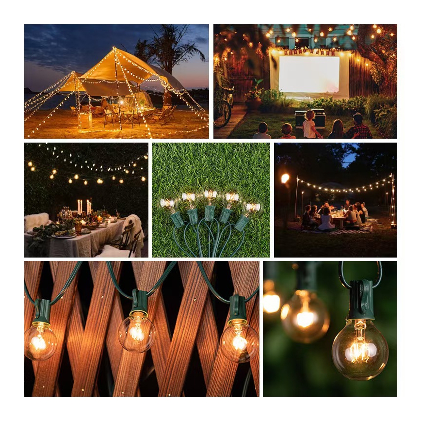 Brilagi - LED εξωτερική διακοσμητική γιρλάντα GIRLANDA 25xE12/0,8W/230V 20m πράσινη IP44 θερμό λευκό