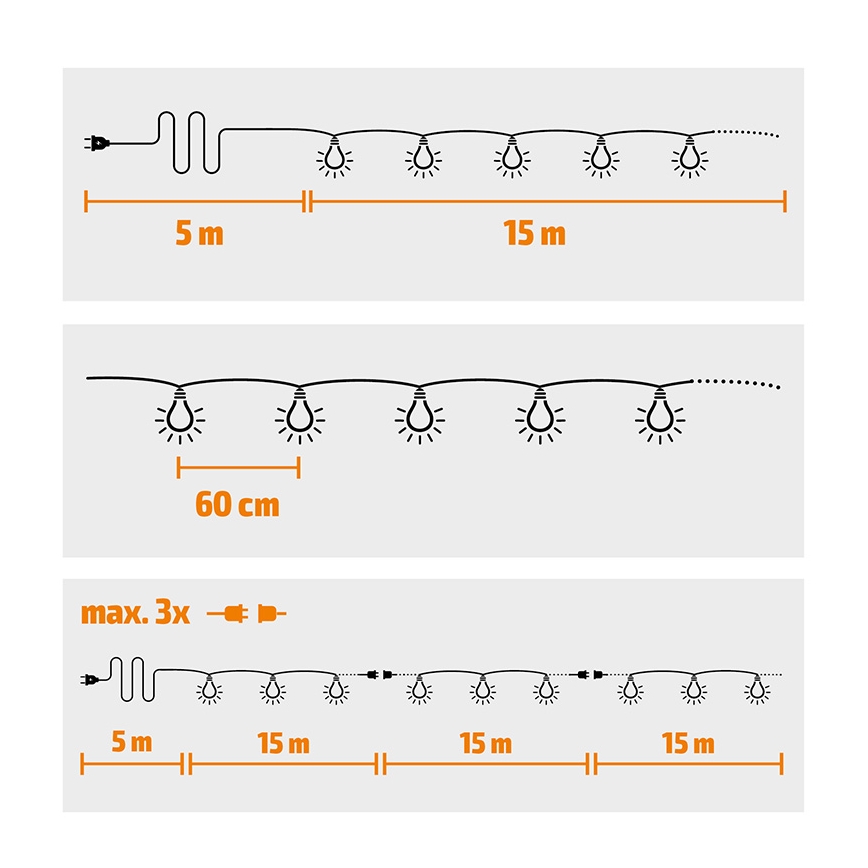 Brilagi - LED εξωτερική διακοσμητική γιρλάντα GIRLANDA 25xE12/0,8W/230V 20m πράσινη IP44 θερμό λευκό