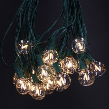 Brilagi - LED εξωτερική διακοσμητική γιρλάντα GIRLANDA 25xE12/0,8W/230V 20m πράσινη IP44 θερμό λευκό