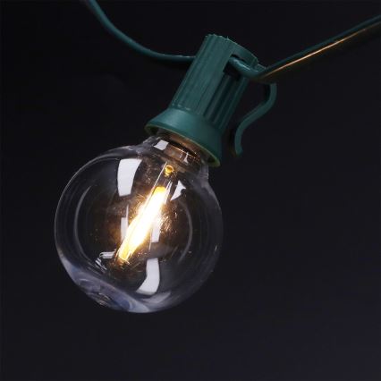 Brilagi - LED εξωτερική διακοσμητική γιρλάντα GIRLANDA 25xE12/0,8W/230V 20m πράσινη IP44 θερμό λευκό