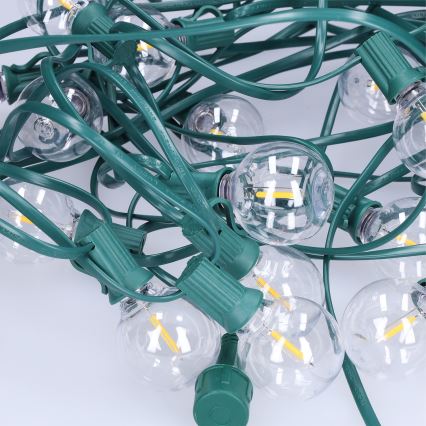 Brilagi - LED εξωτερική διακοσμητική γιρλάντα GIRLANDA 25xE12/0,8W/230V 20m πράσινη IP44 θερμό λευκό