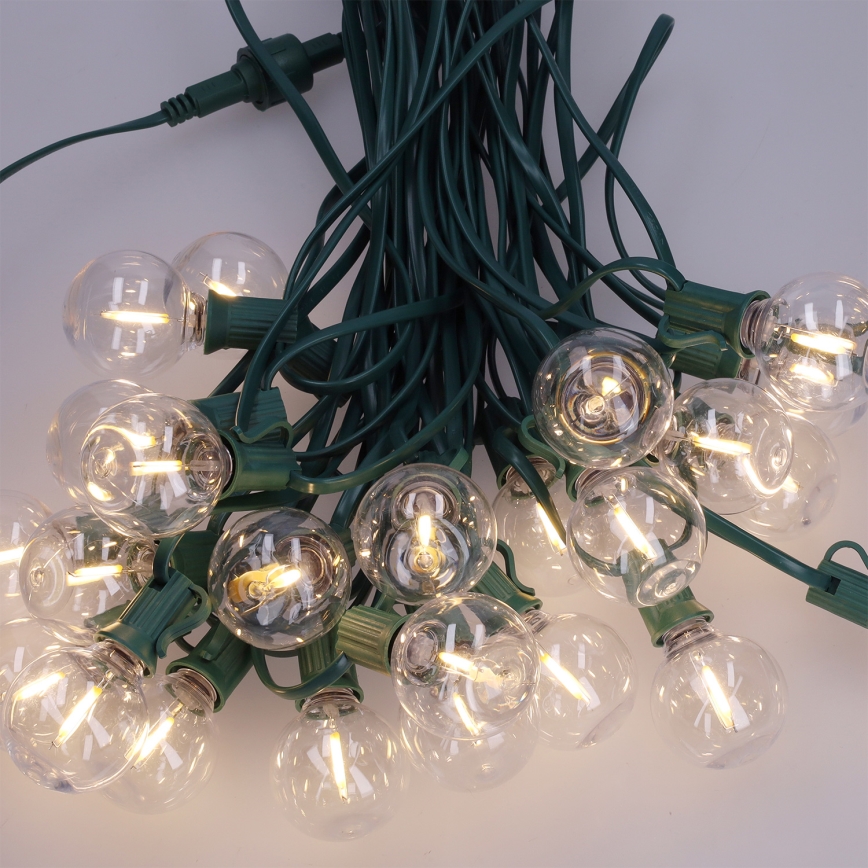 Brilagi - LED εξωτερική διακοσμητική γιρλάντα GIRLANDA 25xE12/0,8W/230V 20m πράσινη IP44 θερμό λευκό