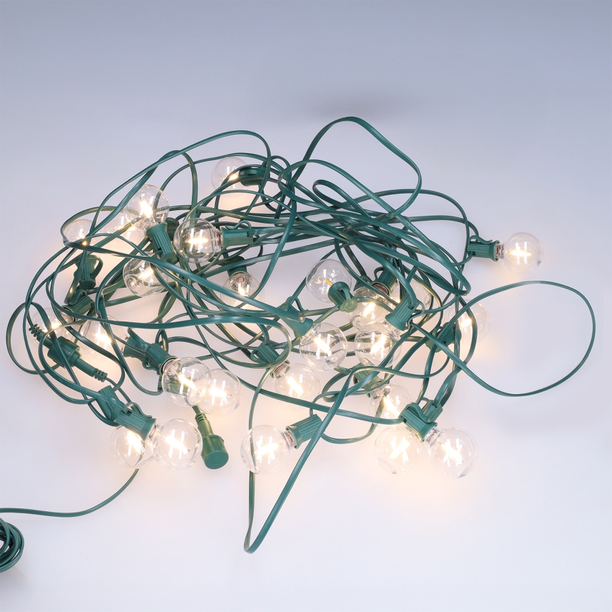 Brilagi - LED εξωτερική διακοσμητική γιρλάντα GIRLANDA 25xE12/0,8W/230V 20m πράσινη IP44 θερμό λευκό