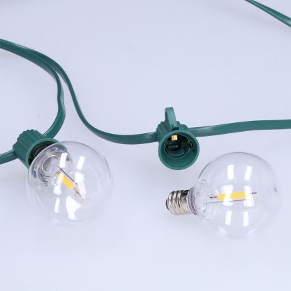 Brilagi - LED εξωτερική διακοσμητική γιρλάντα GIRLANDA 25xE12/0,8W/230V 20m πράσινη IP44 θερμό λευκό