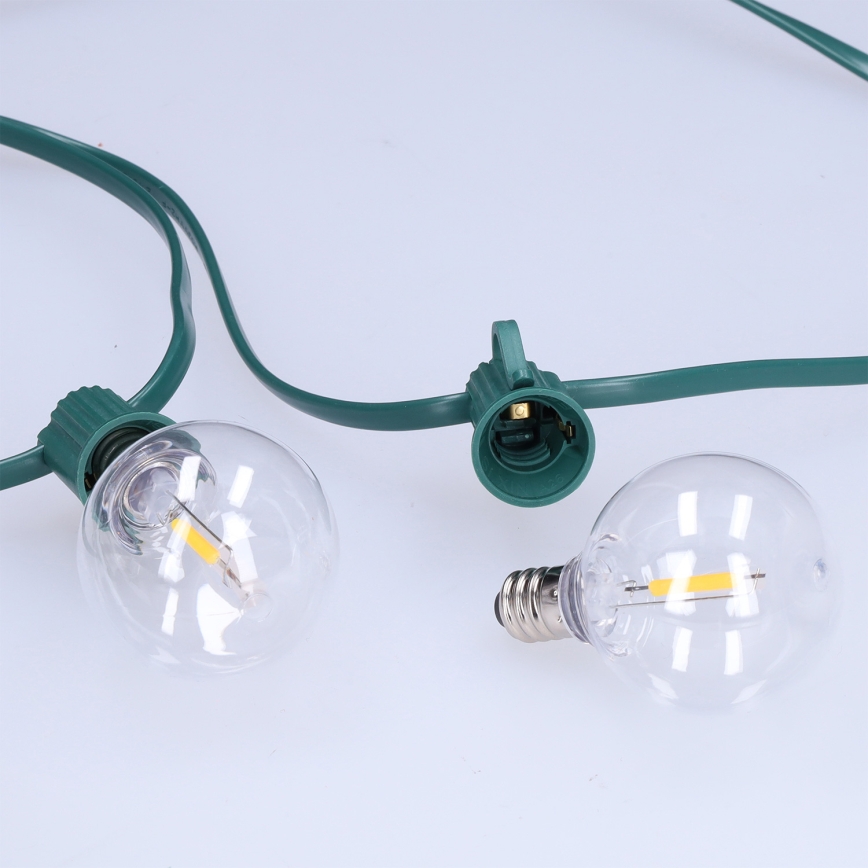 Brilagi - LED εξωτερική διακοσμητική γιρλάντα GIRLANDA 25xE12/0,8W/230V 20m πράσινη IP44 θερμό λευκό