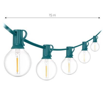 Brilagi - LED εξωτερική διακοσμητική γιρλάντα GIRLANDA 25xE12/0,8W/230V 20m πράσινη IP44 θερμό λευκό
