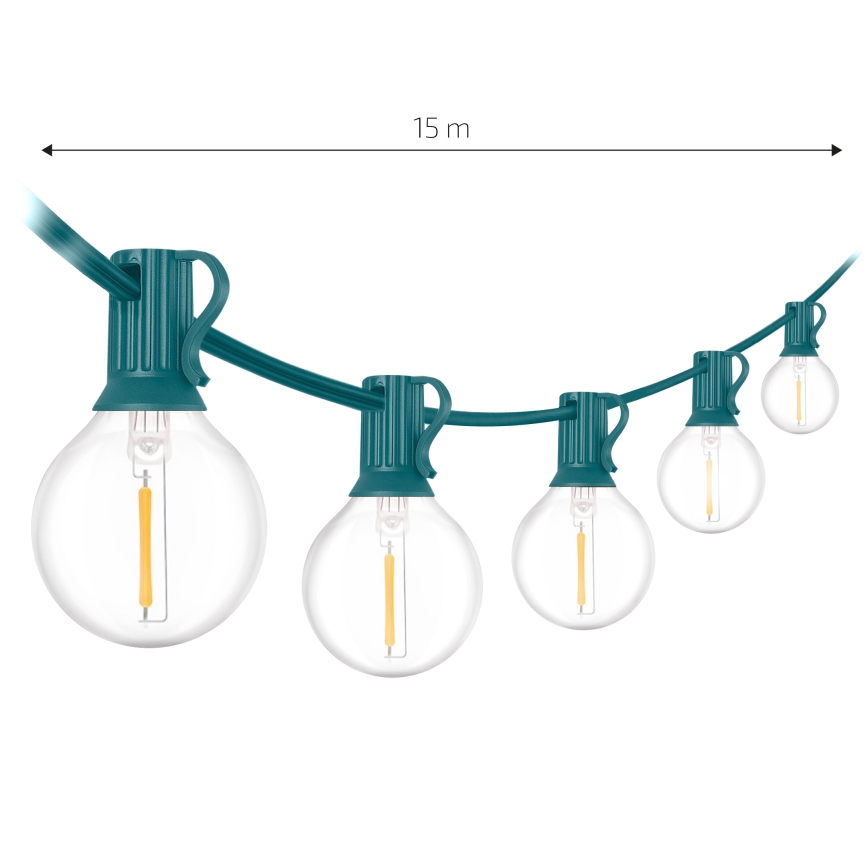 Brilagi - LED εξωτερική διακοσμητική γιρλάντα GIRLANDA 25xE12/0,8W/230V 20m πράσινη IP44 θερμό λευκό