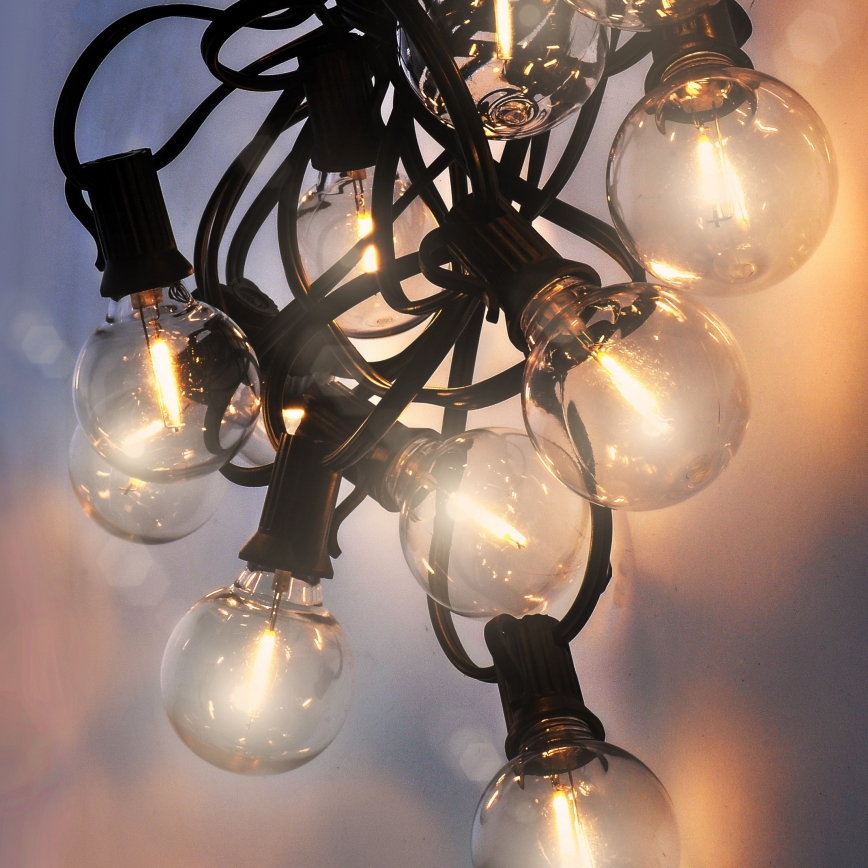 Brilagi - LED εξωτερική διακοσμητική γιρλάντα GIRLANDA 25xE12/0,36W/24V 20m μαύρη IP44 θερμό λευκό