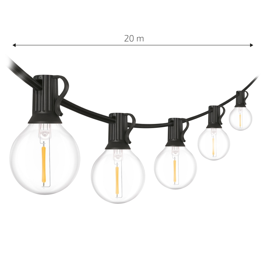 Brilagi - LED Εξωτερική διακοσμητική γιρλάντα GIRLANDA 25xE12/0,6W/230V 20m μαύρη IP44 θερμό λευκό + τηλεχειριστήριο