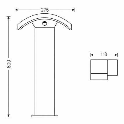 Brilagi - Εξωτερικό φωτιστικό LED με αισθητήρα ARCELO LED/9W/230V 80 εκ. IP54