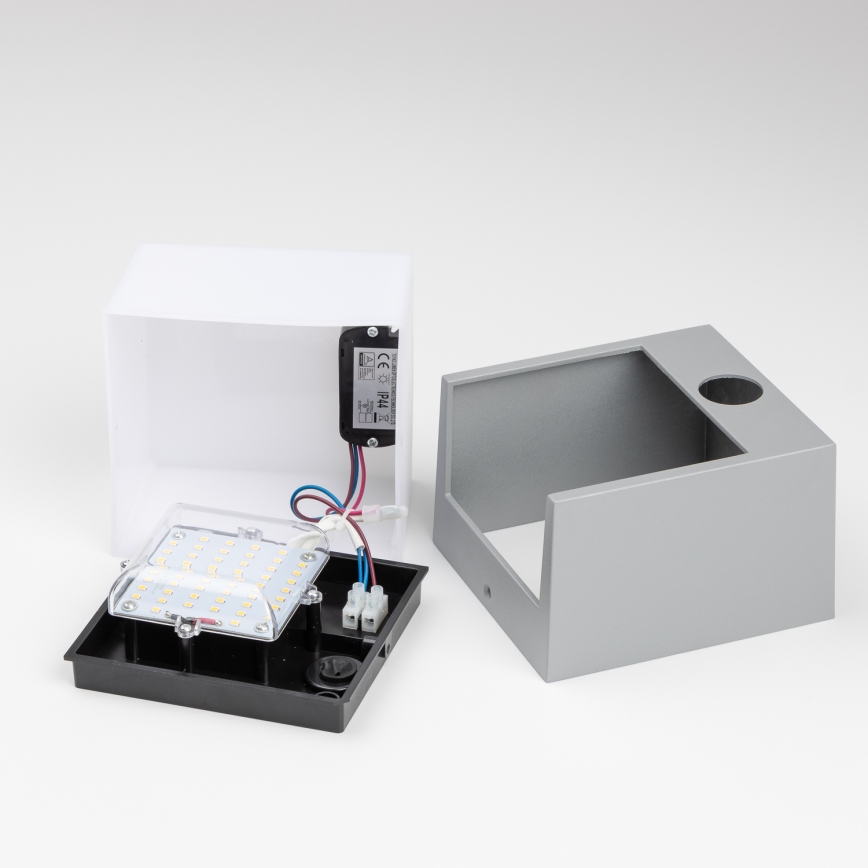 Brilagi - Εξωτερικό επιτοίχιο φωτιστικό LED με αισθητήρα TERNI LED/12W/230V γκρι IP44