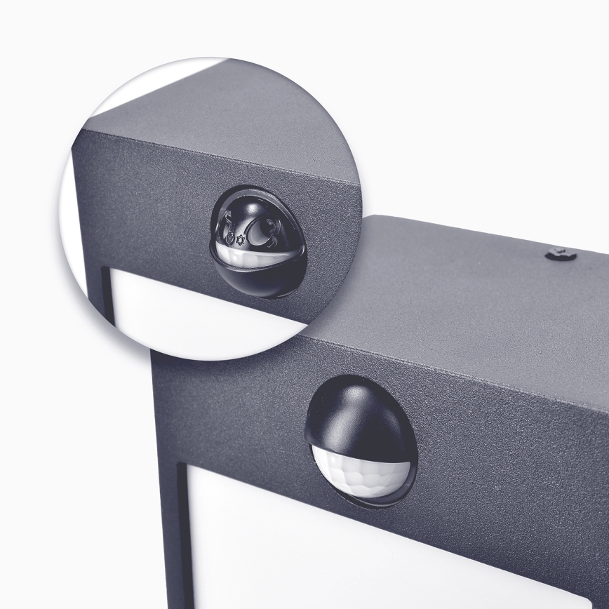 Brilagi - Εξωτερικό επιτοίχιο φωτιστικό LED με αισθητήρα TERNI LED/12W/230V ανθρακί IP44