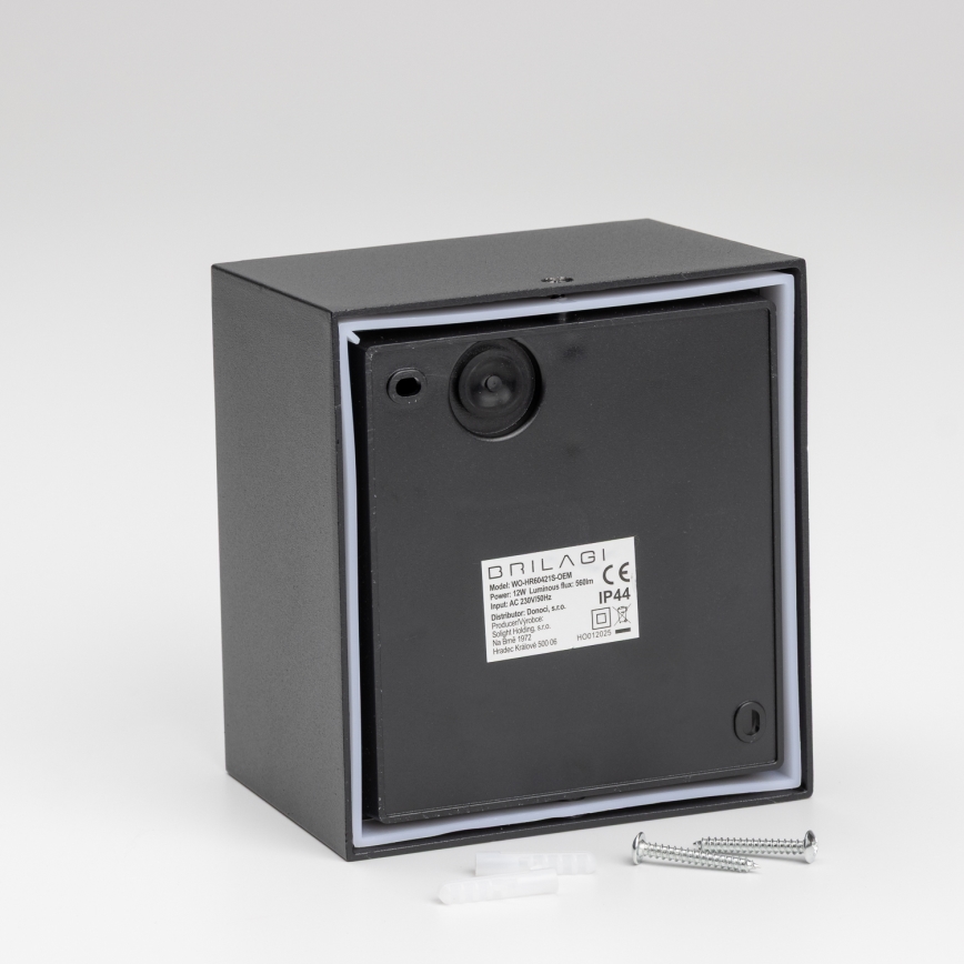 Brilagi - Εξωτερικό επιτοίχιο φωτιστικό LED με αισθητήρα TERNI LED/12W/230V μαύρο IP44