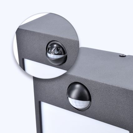 Brilagi - Εξωτερικό επιτοίχιο φωτιστικό LED με αισθητήρα TERNI LED/12W/230V μαύρο IP44