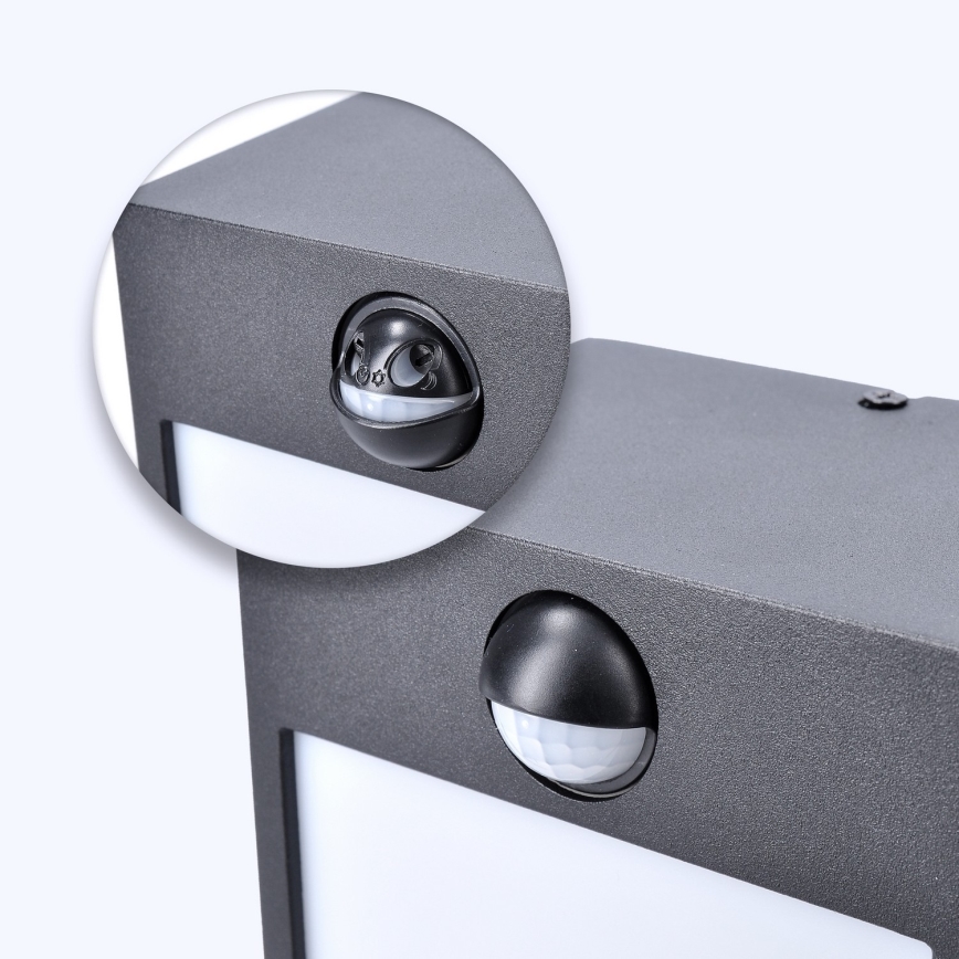 Brilagi - Εξωτερικό επιτοίχιο φωτιστικό LED με αισθητήρα TERNI LED/12W/230V μαύρο IP44