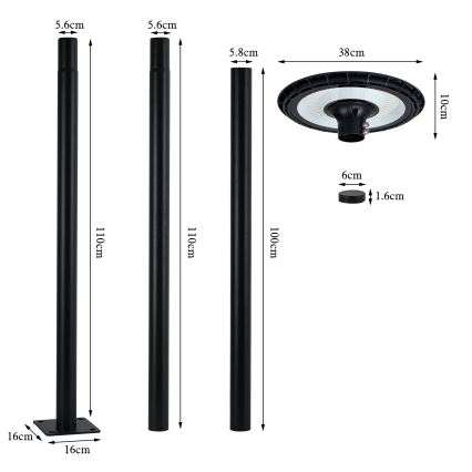 Brilagi - LED εξωτερικό φωτιστικό δρόμου URBANSPARK LED/120W/230V μαύρο IP65