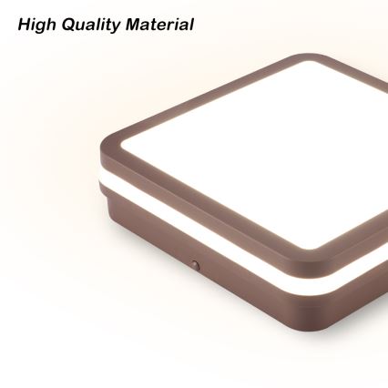 Brilagi - LED εξωτερικό φωτιστικό οροφής με αισθητήρα BENE LED/18W/230V 21,5x21,5 cm καφέ IP54