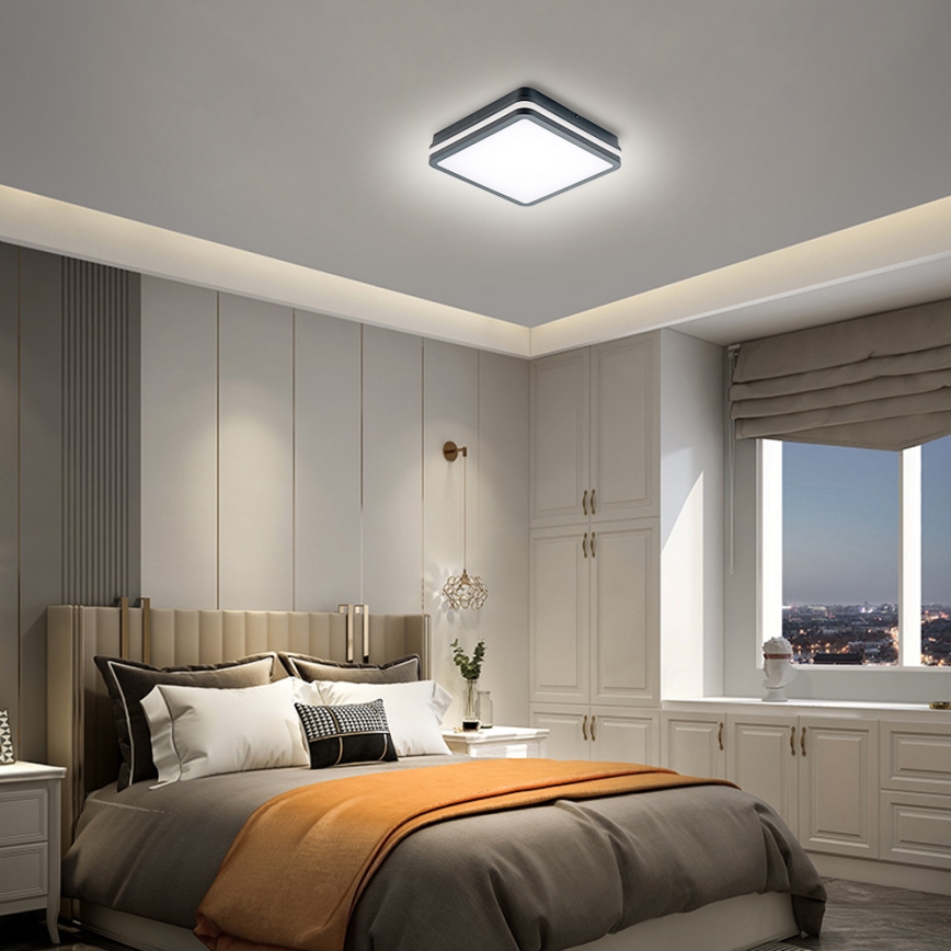 Brilagi - Εξωτερικό φωτιστικό LED με αισθητήρα κίνησης BENE LED/24W/230V 26x26 εκ. ανθρακί IP54