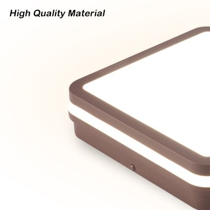 Brilagi - LED εξωτερικό φωτιστικό οροφής με αισθητήρα BENE LED/24W/230V 26x26 cm καφέ IP54