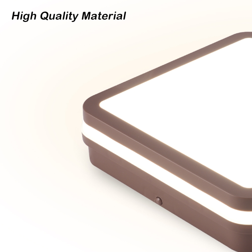 Brilagi - LED εξωτερικό φωτιστικό οροφής με αισθητήρα BENE LED/24W/230V 26x26 cm καφέ IP54