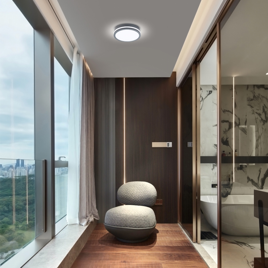 Brilagi - Εξωτερικό φωτιστικό LED με αισθητήρα BENE LED/24W/230V διάμ. 26 εκ. ανθρακί IP54