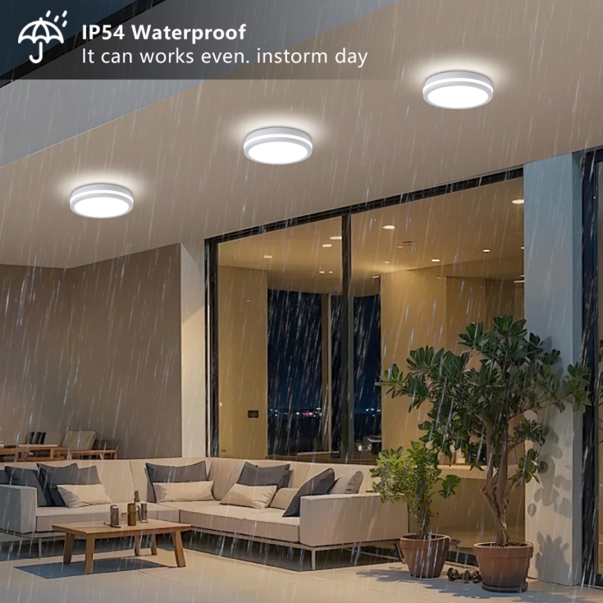 Brilagi - LED φωτιστικό οροφής για εξωτερικούς χώρους με αισθητήρα BENE LED/24W/230V Ø 26 cm λευκό IP54