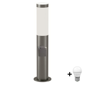 Brilagi - LED εξωτερικό φωτιστικό με πρίζα ELIA 1xE27/7W/230V 4000K IP44 50 cm ματ χρώμιο