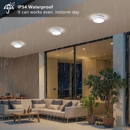 Brilagi - LED εξωτερικό φωτιστικό οροφής BENE LED/18W/230V διάμ. 21,5 cm λευκό IP54