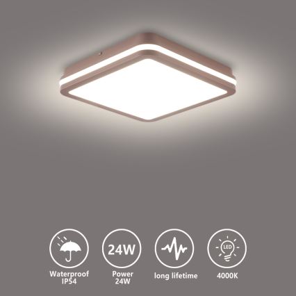 Brilagi - Εξωτερικό LED φωτιστικό οροφής BENE LED/24W/230V 26x26 cm καφέ IP54