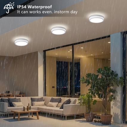 Brilagi - LED Εξωτερικό φωτιστικό οροφής BENE LED/24W/230V Ø 26 cm λευκό IP54