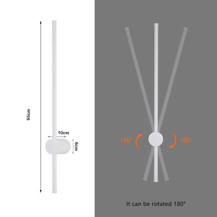 Brilagi - LED επιτοίχιο φωτιστικό εξωτερικού χώρου AURA LED/12W/230V 3000K IP54 65 cm λευκό CRI 90