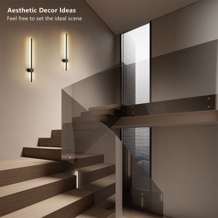 Brilagi - Εξωτερικό επιτοίχιο φωτιστικό LED AURA LED/12W/230V 4000K IP54 65 cm μαύρο CRI 90