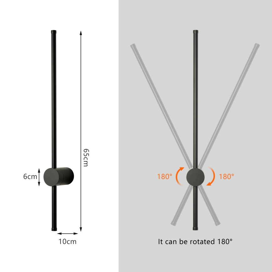 Brilagi - Εξωτερικό επιτοίχιο φωτιστικό LED AURA LED/12W/230V 4000K IP54 65 cm μαύρο CRI 90