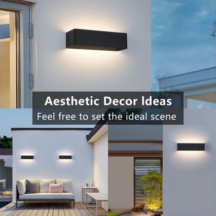 Brilagi - LED εξωτερικό επιτοίχιο φωτιστικό DONNANI LED/12W/230V 30 cm μαύρο IP44