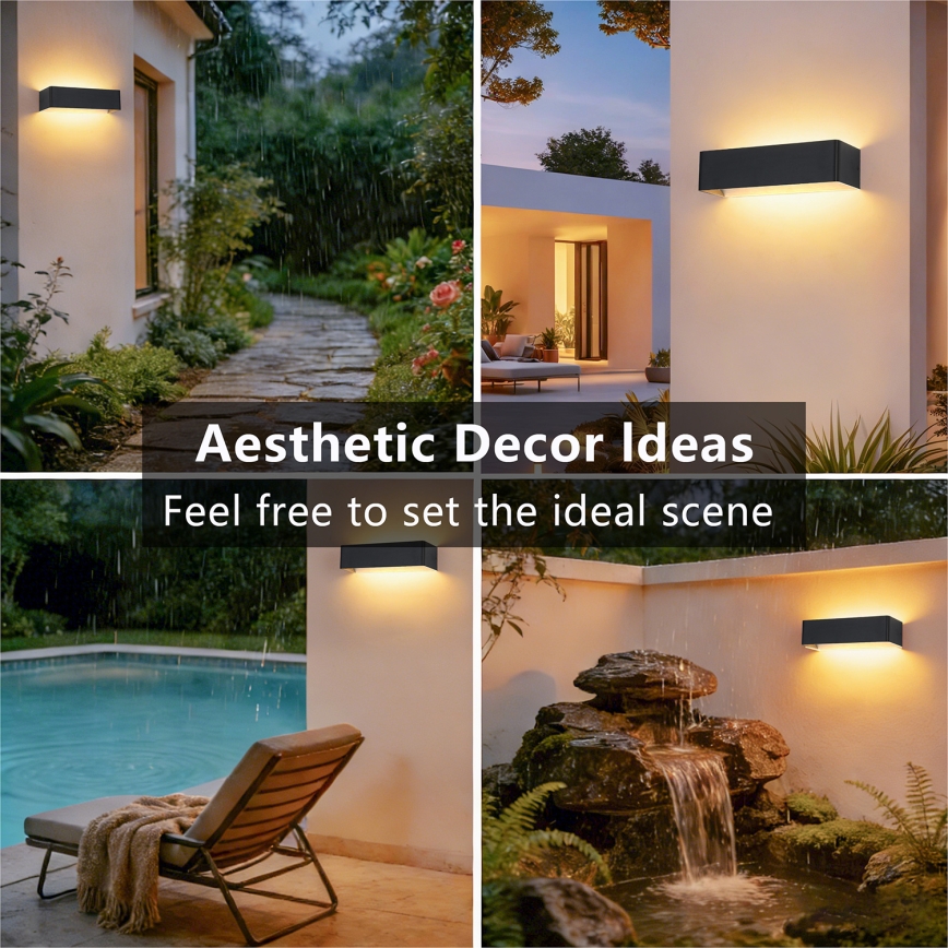 Brilagi - LED εξωτερικό επιτοίχιο φωτιστικό DONNANI LED/12W/230V 30 cm μαύρο IP44