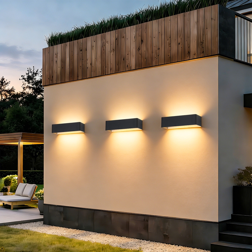 Brilagi - LED εξωτερικό επιτοίχιο φωτιστικό DONNANI LED/12W/230V 30 cm μαύρο IP44