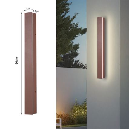 Brilagi - LED Επιτοίχιο φωτιστικό εξωτερικού χώρου LINEAR LED/12W/230V 3000K IP65 50 cm καφέ CRI 90
