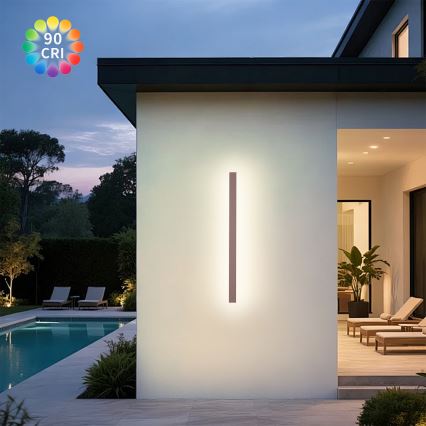 Brilagi - Επιτοίχιο φωτιστικό εξωτερικού χώρου LINEAR LED/22W/230V 3000K IP65 100 cm καφέ CRI 90