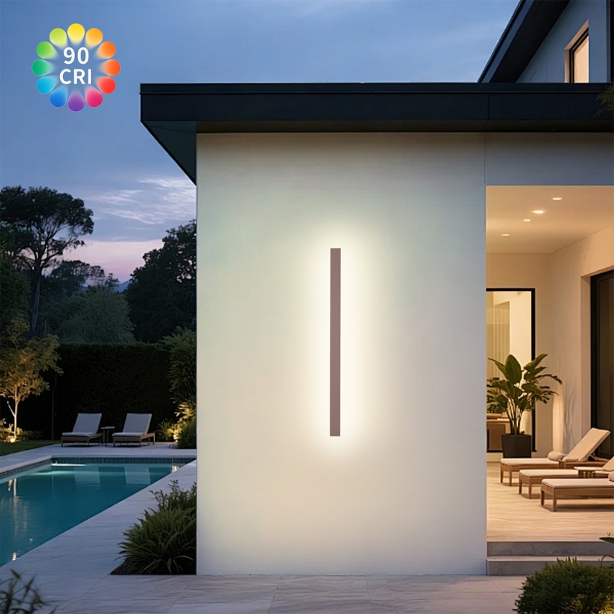 Brilagi - Επιτοίχιο φωτιστικό εξωτερικού χώρου LINEAR LED/22W/230V 3000K IP65 100 cm καφέ CRI 90