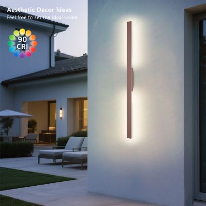 Brilagi - Εξωτερικό επιτοίχιο φωτιστικό LED LUNA LED/24W/230V 3000K IP65 100 cm καφέ CRI 90