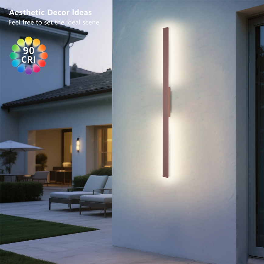 Brilagi - Εξωτερικό επιτοίχιο φωτιστικό LED LUNA LED/24W/230V 3000K IP65 100 cm καφέ CRI 90