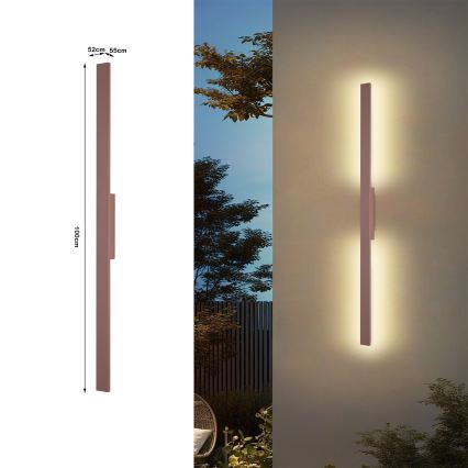 Brilagi - Εξωτερικό επιτοίχιο φωτιστικό LED LUNA LED/24W/230V 3000K IP65 100 cm καφέ CRI 90