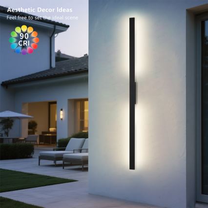 Brilagi - Εξωτερικό επιτοίχιο φωτιστικό LED LUNA LED/30W/230V 3000K IP65 150 cm μαύρο CRI 90