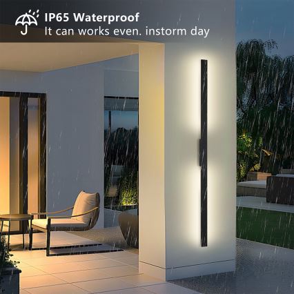 Brilagi - Εξωτερικό επιτοίχιο φωτιστικό LED LUNA LED/30W/230V 3000K IP65 150 cm μαύρο CRI 90