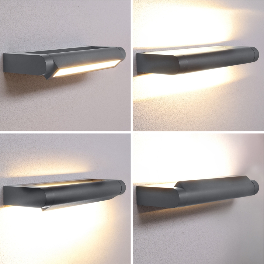Brilagi - LED εξωτερικό επιτοίχιο φωτιστικό SALERNO LED/12W/230V 35,5 cm ανθρακί IP65