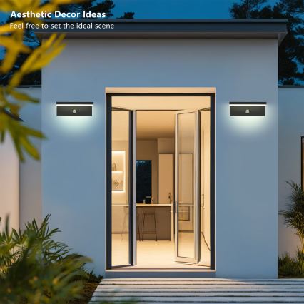 Brilagi - Εξωτερικό επιτοίχιο φωτιστικό LED με αισθητήρα TESSI LED/10W/230V μαύρο IP54