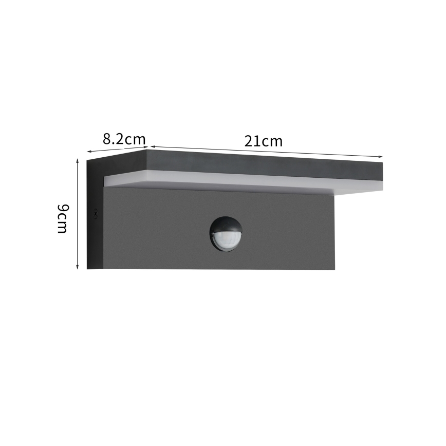 Brilagi - Εξωτερικό επιτοίχιο φωτιστικό LED με αισθητήρα TESSI LED/10W/230V μαύρο IP54